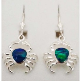 RARD234L86ES Sterling Silver Small Crab Opal Leverback Earrings 